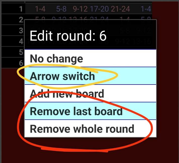 Edit  a round  in IBEScore movement